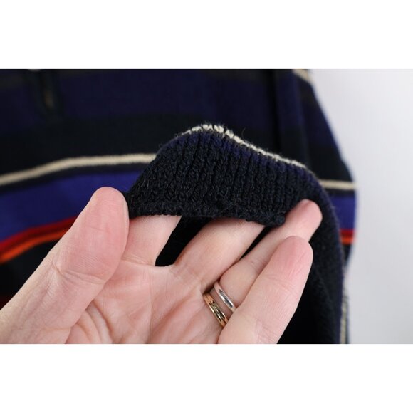 Vintage 90s Express Womens Medium Rainbow Striped Marled Knit Collared Sweater - Picture 4 of 11